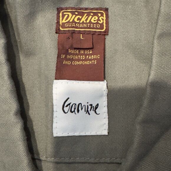 Gamine Workwear x Dickies Womens Miles Coveralls Size L 30”Inseam USA Made Olive - Picture 4 of 14